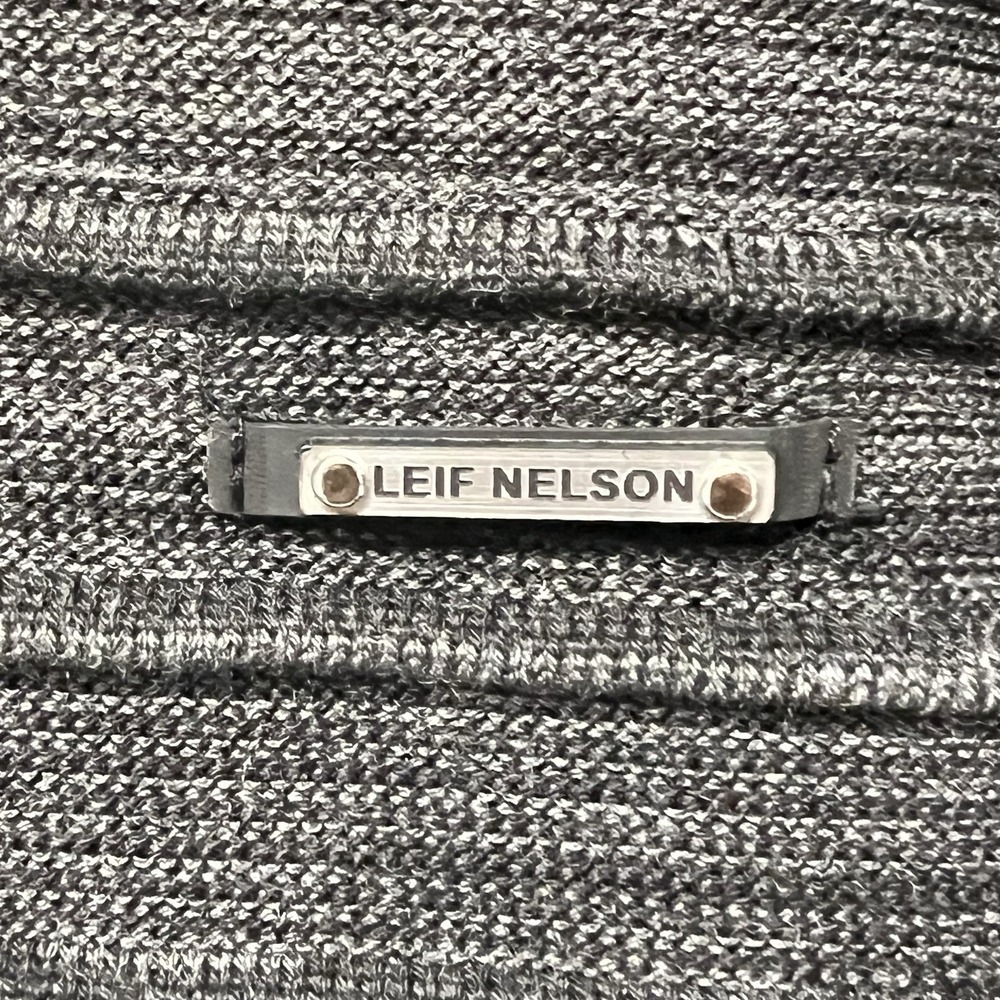 Leif Nelson Cable Knit Sweater Shawl Collar Funnel Neck Gray Techwear Streetwear - Picture 8 of 16